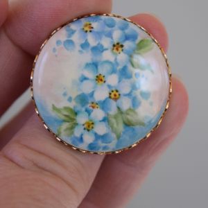 Blue Forget Me Not Floral Watercolor Vintage 60s Clip Earrings & Brooch Set - Fashionconstellate.com