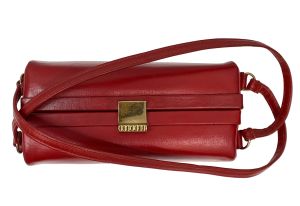 40s/50s Red Leather Rockabilly Box Bag With Double Handles  - Fashionconstellate.com