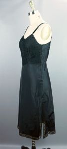 50s Black Taffeta and Lace Slip with Side Zipper by Barbizon, Tafredda, Size 14 - Fashionconstellate.com