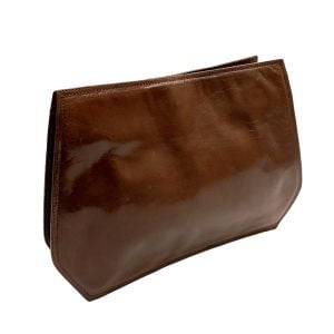 70s Sleek Brown Leather Clutch Minimalist Chic - Fashionconstellate.com