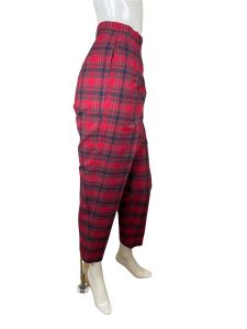 1950s/60s cigarette pants red plaid high waisted with pocket - Fashionconstellate.com