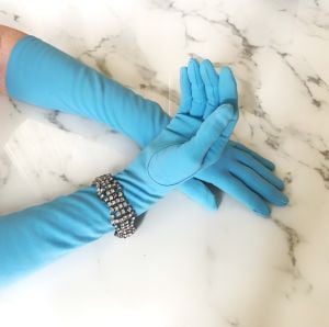 1960s Powder Blue Opera Gloves - Fashionconstellate.com