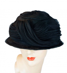 1920s Black Horsehair Brimmed Cloche Hat
