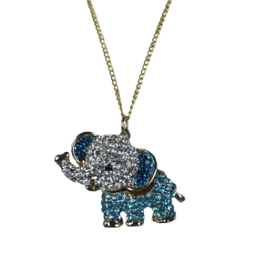 Blue, Clear and Teal Rhinestone Betsy Johnson Elephant Pendant