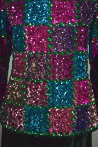 Patchwork 80s-90s sequins beaded jewel-toned top by Exclusive by Jainsons International (India) - Fashionconstellate.com