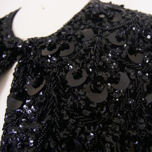 1950s Black Sequin and Beads Cardigan Sweater - Fashionconstellate.com