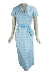 1950's Blue and White Check Dress by Tall Marsha Young - Fashionconstellate.com