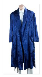 Vintage Mans Navy Blue Rayon Wrap Robe - Fashionconstellate.com