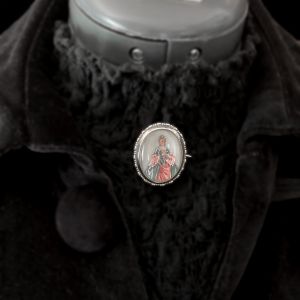 Thomas L Mott Crinoline Lady Hand-Painted Miniature Brooch - Fashionconstellate.com