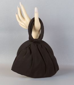 1950s Dark Brown Faille Pouch Style Handbag 