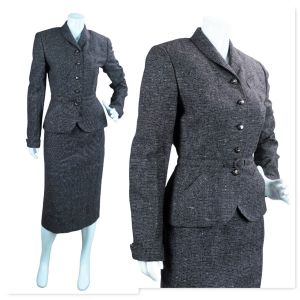 50s Brown Wool Tweed Suit w/ Pencil Skirt