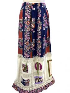 Chessa Davis VTG Maxi Skirt Gunne Style Lace Floral Patchwork Bells 70s BOHO M L
