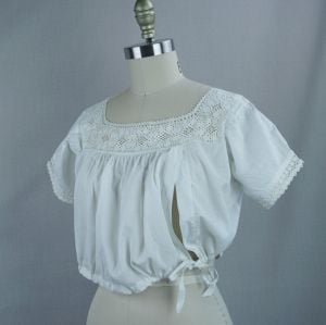 Antique Cotton Nursing Chemise, Camisole, Corset Cover w/ Crochet Trim - Fashionconstellate.com