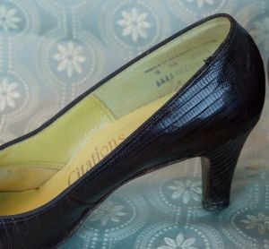50s Brown Lizard High Heels, Soft Steps Sz 8AA - Fashionconstellate.com