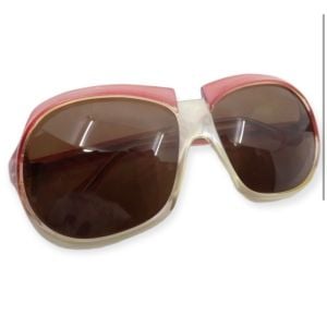 1970’s Oversized Sunglasses, Pink and Clear, Deadstock  - Fashionconstellate.com
