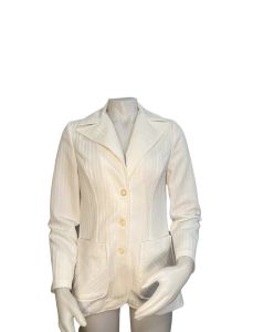 1970s women’s blazer white textured polyester Alfred Dunner mod blazer spring summer