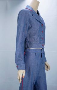 MOD Denim and Red Bell Bottom Pants Suit - Fashionconstellate.com