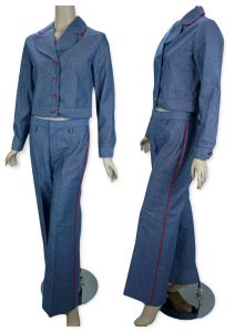 MOD Denim and Red Bell Bottom Pants Suit