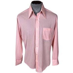 Vintage 1970s Pink Shirt Sheer Polyester Nylon Blend Size L - Fashionconstellate.com