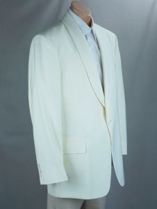 90's White One Button Wool Dinner Jacket, Brooks Bros., Sz 44R - Fashionconstellate.com