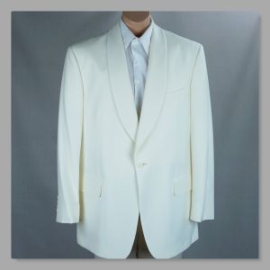 90's White One Button Wool Dinner Jacket, Brooks Bros., Sz 44R