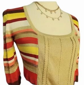 1990s Iconic Metallic Striped Pullover Sweater Top - Fashionconstellate.com