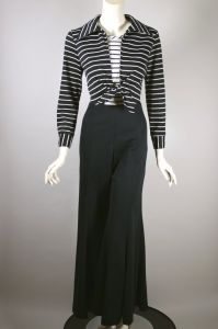 Black and white stripes 70s bellbottom jumpsuit | S-M