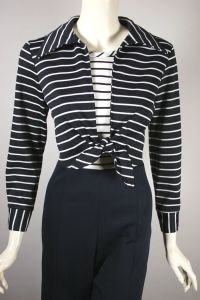 Black and white stripes 70s bellbottom jumpsuit | S-M - Fashionconstellate.com
