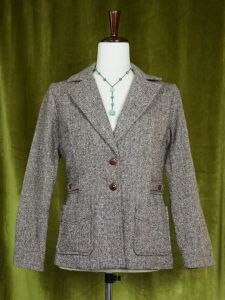 Vintage 70s 80s Tweed 2-Button Blazer, Petite Small