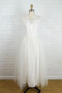 1950s wedding dress . 50s lace sleeveless wedding gown . small - Fashionconstellate.com