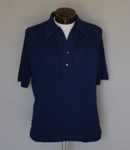 70s Navy Blue Mens Polo Shirt