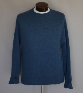 70s Heather Blue Men's Wool Blend Sweater 