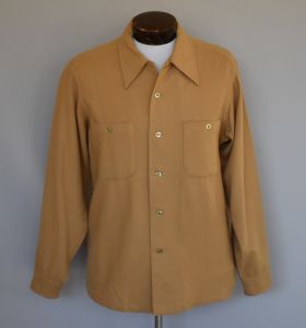 70s Khaki Brown Wool Flannel Button Front Shirt by Pendleton