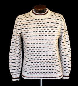 70s Geometric Print Striped Sweater
