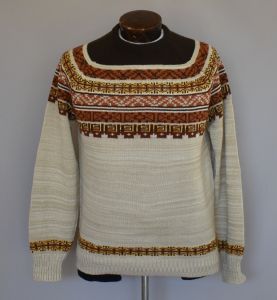 70s Nordic Design Intarsia Knit Pullover Sweater