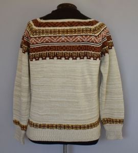 70s Nordic Design Intarsia Knit Pullover Sweater - Fashionconstellate.com
