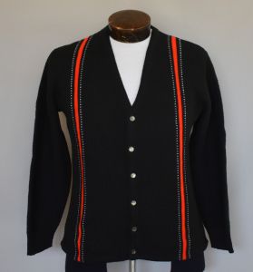 70s Men's Striped Golf Cardigan Sweater 