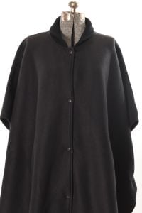 Black Fleece Button Front Oversized Cape - Fashionconstellate.com