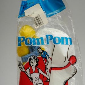1970s Blue and Yellow Pom-Pom Tennis Socks - Fashionconstellate.com