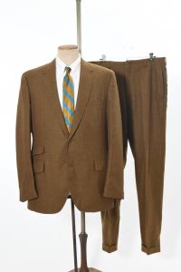 Late 60s Early 70s Brown Single Breasted 2 Piece Pants Suit