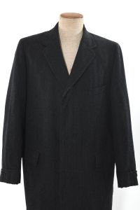 1950s Charcoal Black Check Wool Overcoat - Fashionconstellate.com