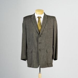 XL 1950s Blazer Gray Pinstripe Atomic Fleck Sportcoats Jacket Long Sleeve