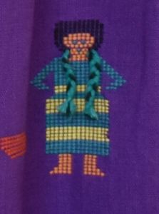 60s Hand Woven Guatemalan Skirt, 3-D Tribal Indian Little People - Fashionconstellate.com