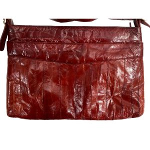 Oxblood Eel Skin Shoulder Bag Satchel  - Fashionconstellate.com