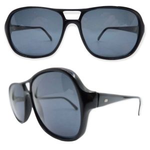 1970’s Unisex Black Acetate Aviator Sunglasses - Fashionconstellate.com