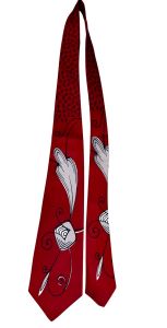 1940s Mens Vintage Tie Feather 1950s Vintage Swing Tie Wide Necktie Wilshire RED