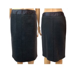 Y2K 00s Charcoal Wool Pencil Skirt