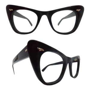 1950’s Extreme Cateye Glasses, Black 