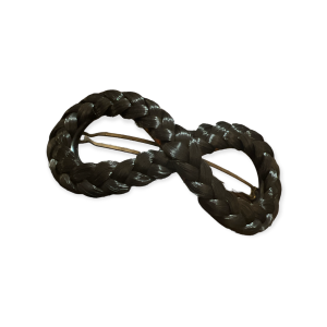 1970’s Braided XL infinity Shaped French Barrette, Black, Deadstock  - Fashionconstellate.com