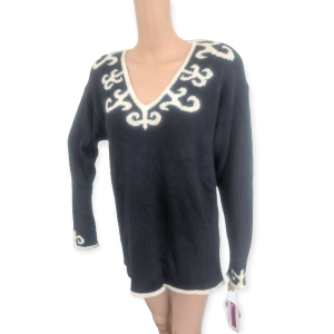 Vintage 90s Liz Claiborne Sweater Folkloric Fantasy Angora Silk L